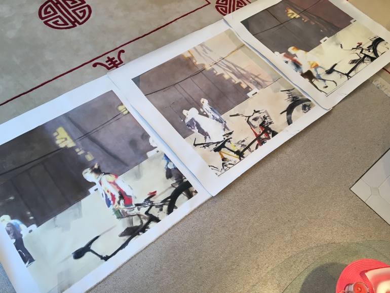 Original Abstract People Painting by Ursula Radel-Leszczynski