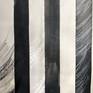 Block stripes in white, silver, grey, black and signal red, in acrylic, enhanced by pastel and pencil scribbles.
large, nearly square