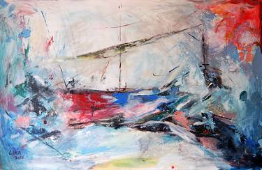 Original Abstract Expressionism Boat Paintings by Lika Shkhvatsabaia