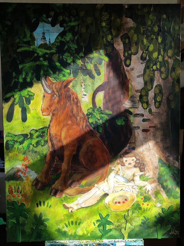 Original Folk Fantasy Painting by Maria Evestus