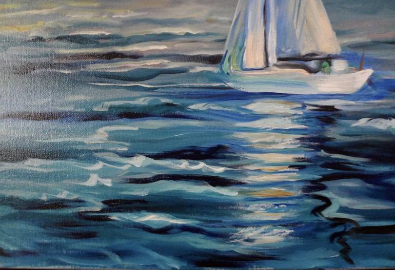 Original Contemporary Boat Painting by Jenny Jonah