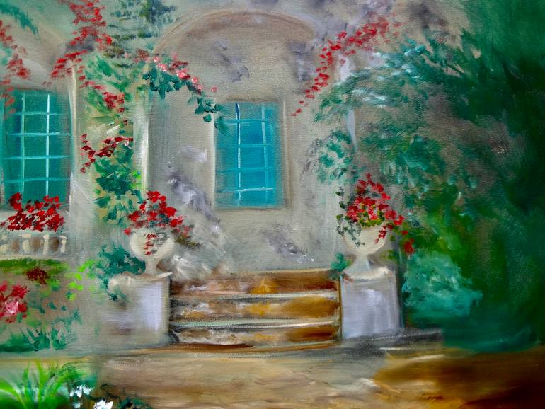 Original Impressionism Garden Painting by Jenny Jonah