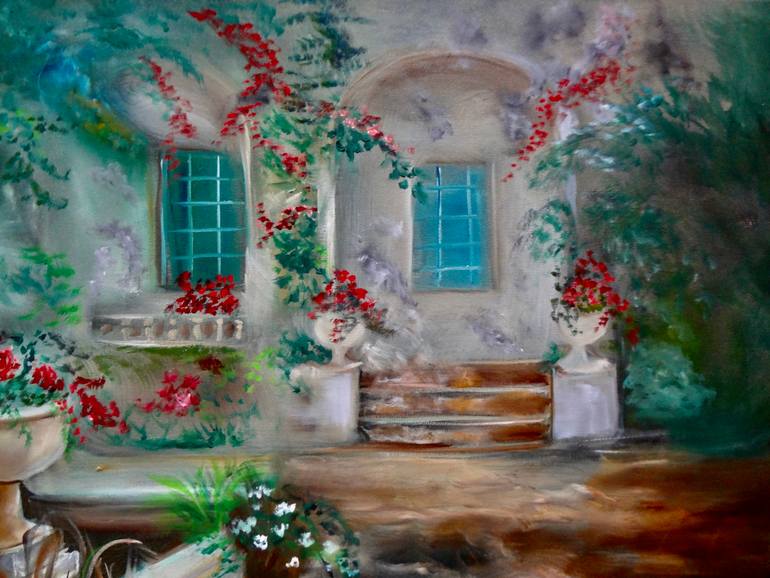 Original Impressionism Garden Painting by Jenny Jonah