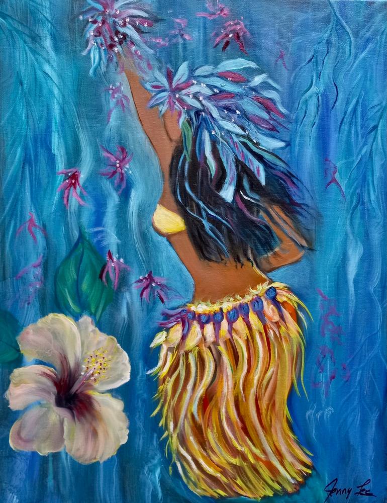 Hula Dance on the Beach Painting by Jenny Jonah | Saatchi Art