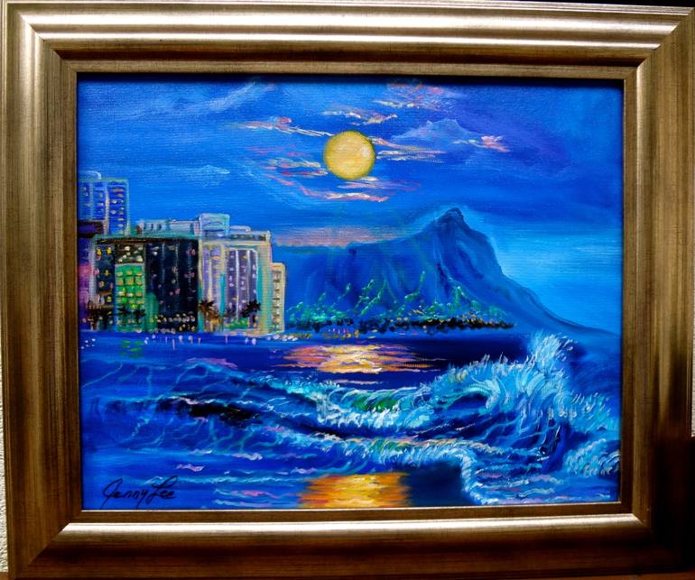 Original Art Deco Beach Painting by Jenny Jonah