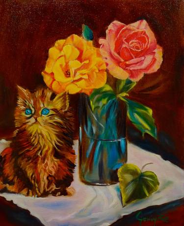 Kitty in the Roses thumb