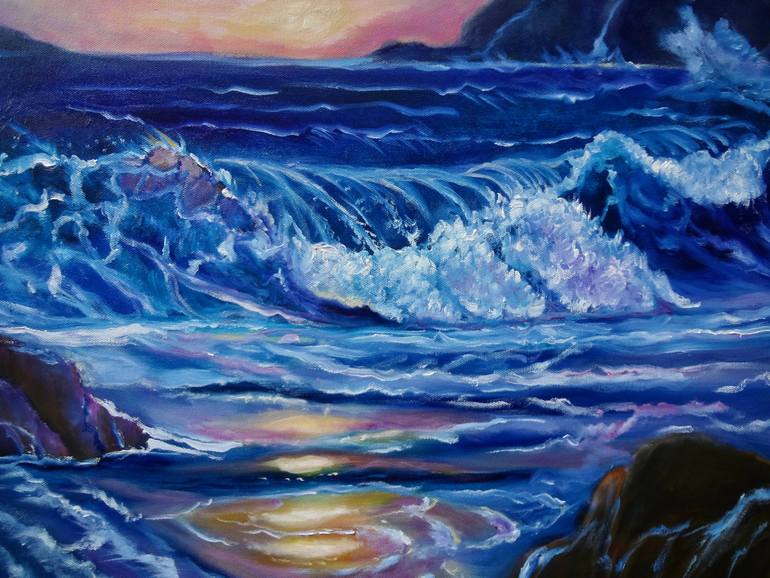 Original Art Deco Seascape Painting by Jenny Jonah