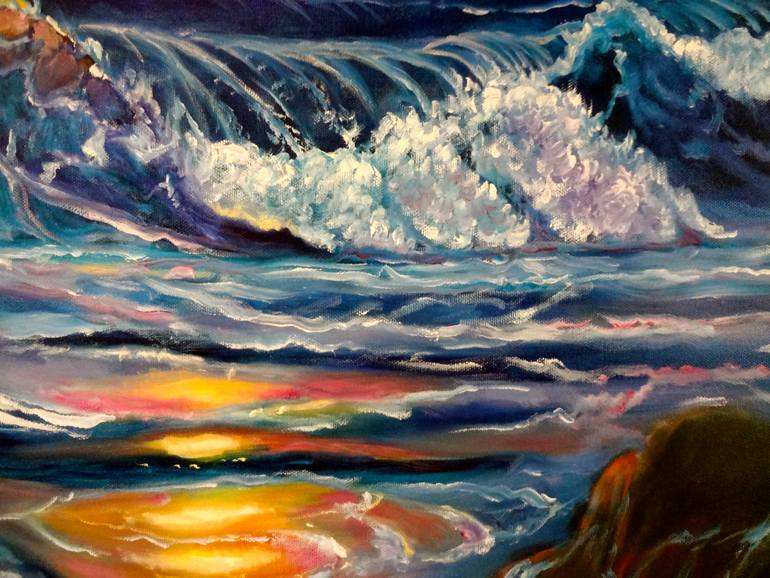 Original Art Deco Seascape Painting by Jenny Jonah