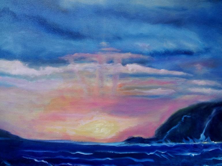 Original Art Deco Seascape Painting by Jenny Jonah