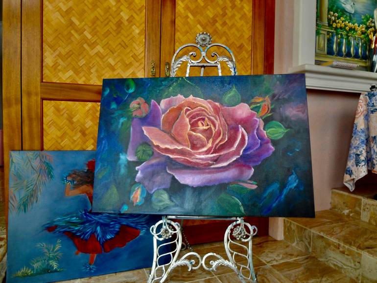 Original Art Deco Floral Painting by Jenny Jonah