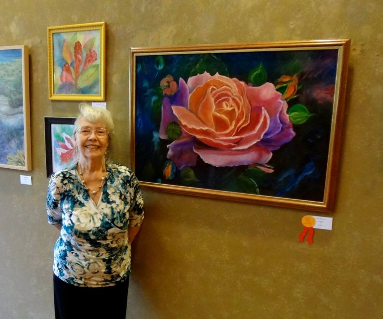 Original Art Deco Floral Painting by Jenny Jonah