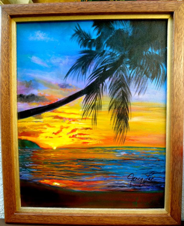 Palm Tree Sunset Painting By Jenny Jonah Saatchi Art   Additional 5c47265a2bc30093706e29dcef879495c501c948 AICC2 7 