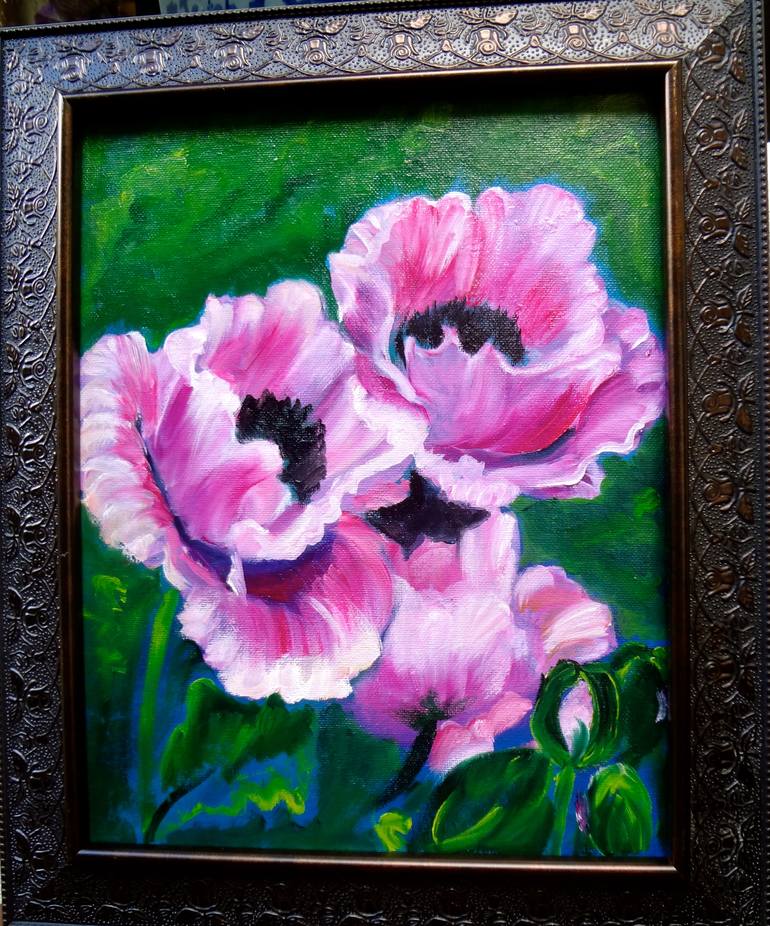 Original Art Deco Floral Painting by Jenny Jonah