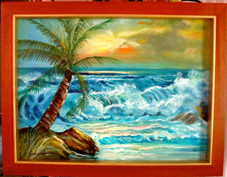 Original Art Deco Beach Painting by Jenny Jonah