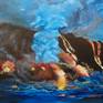 Original oil painting on canvas.  After visiting the Big Island Kilauea Volcano National Park, is was inspired to paint this expecially where the fire meets the ocean.  Very dramativ