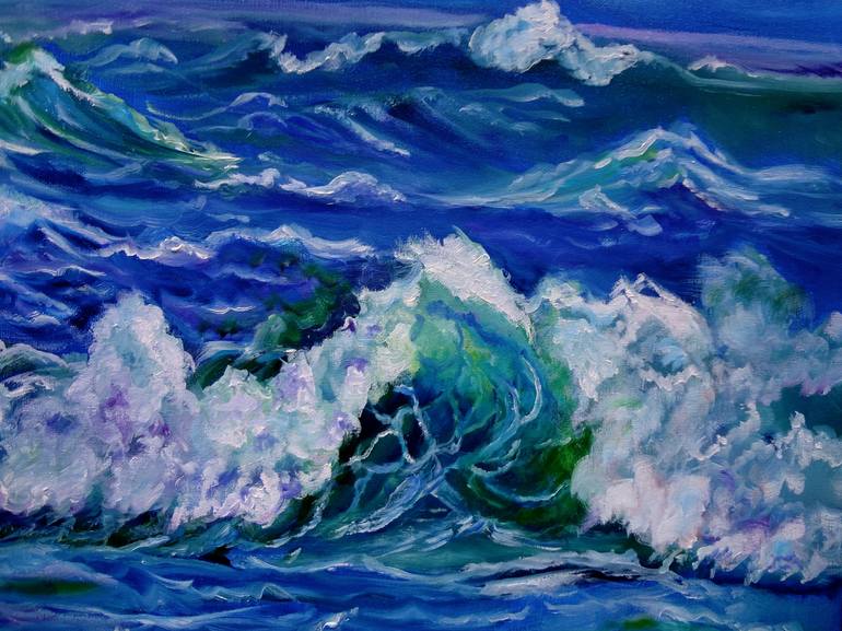 Original Art Deco Seascape Painting by Jenny Jonah