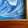 Original oil painting on canvas with a custom made solid mahogany wood frame with gold trim