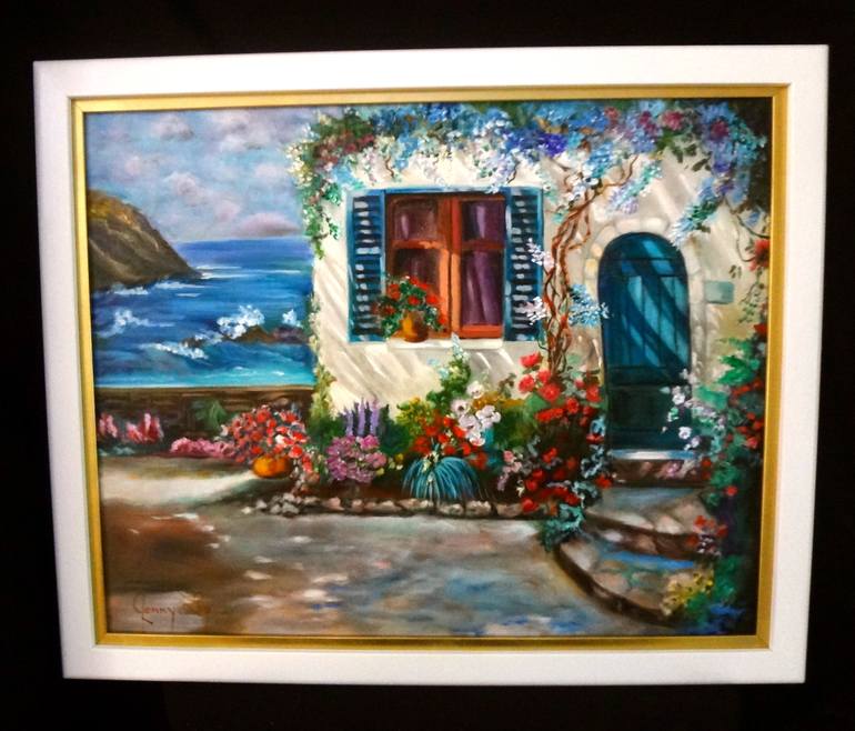 Original Abstract Expressionism Beach Painting by Jenny Jonah