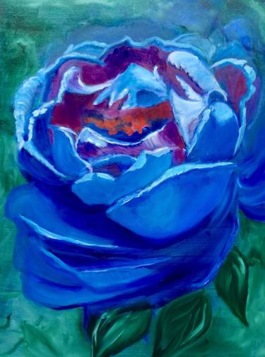Blue Abstract Rose Handmade One of a Kind thumb