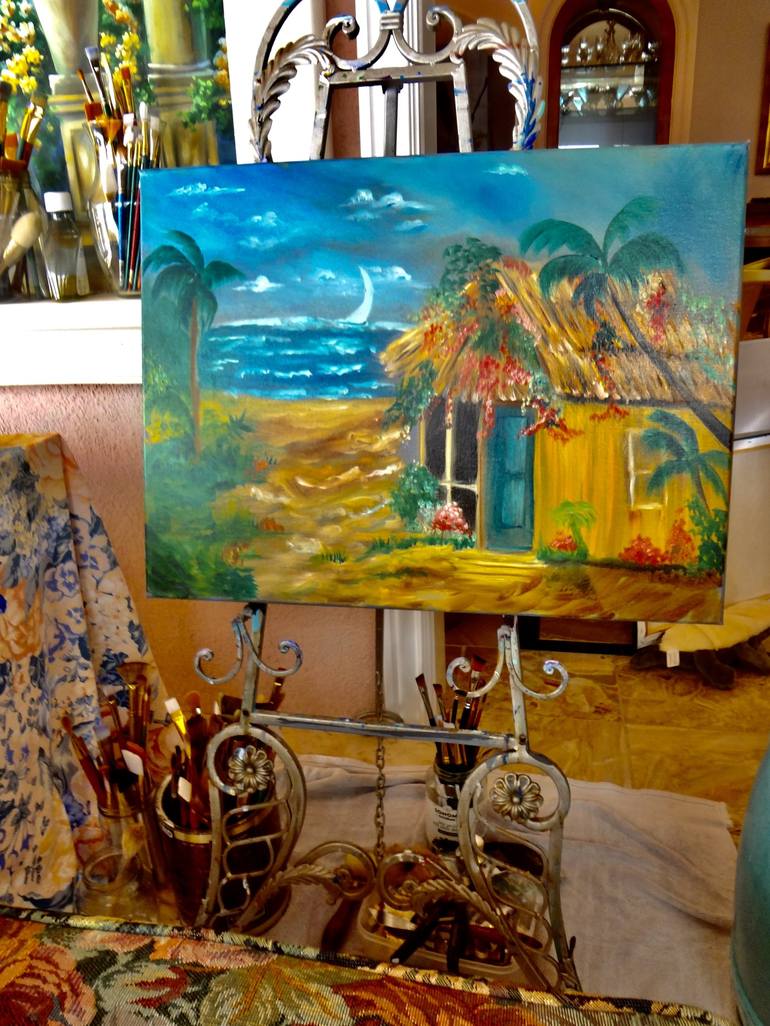 Original Impressionism Beach Painting by Jenny Jonah