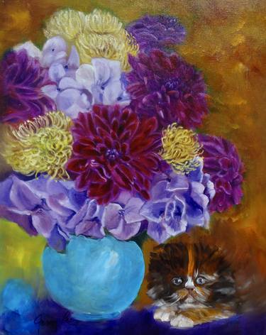 Kitty in the Mums thumb