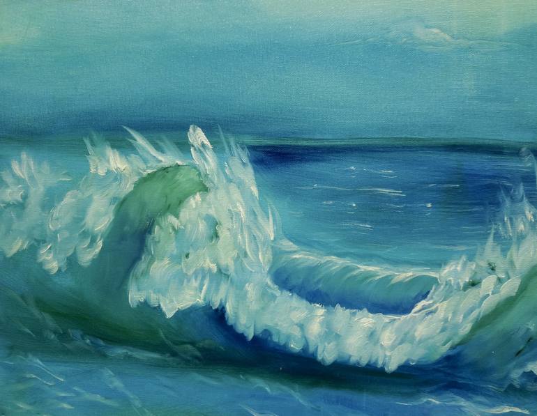Original Art Deco Seascape Painting by Jenny Jonah