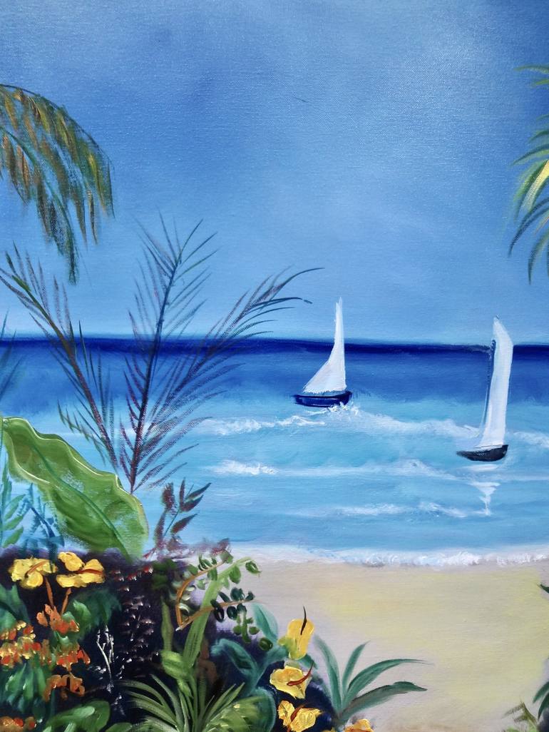 Original Impressionism Beach Painting by Jenny Jonah