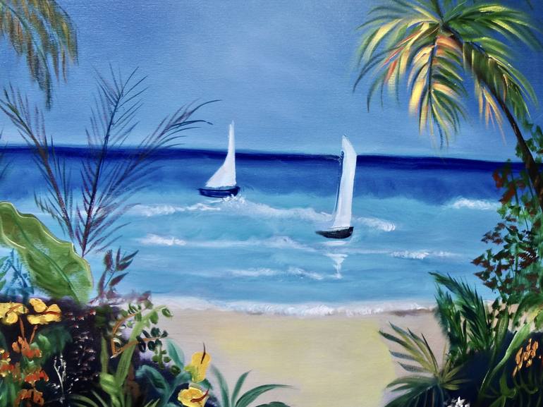 Original Impressionism Beach Painting by Jenny Jonah