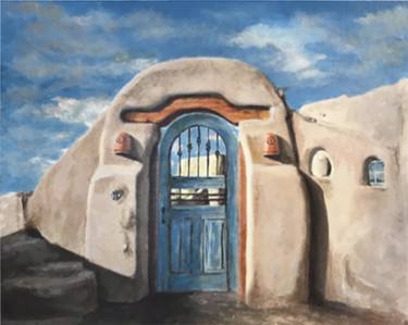 Blue Adobe Door with Matching Sky thumb