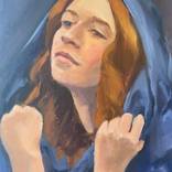 Study of Meredith in Blue Veil by Leslie Singer