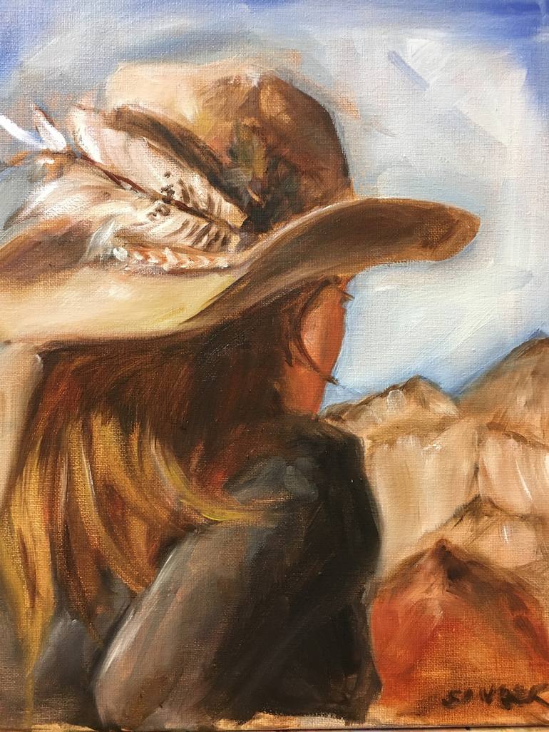 Contemplative Cowgirl Painting by 