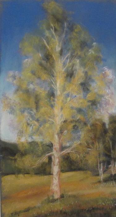 Painting white birch tree in pastel thumb
