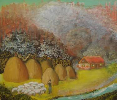 Original Rural life Paintings by Tatjana Dojcinovic