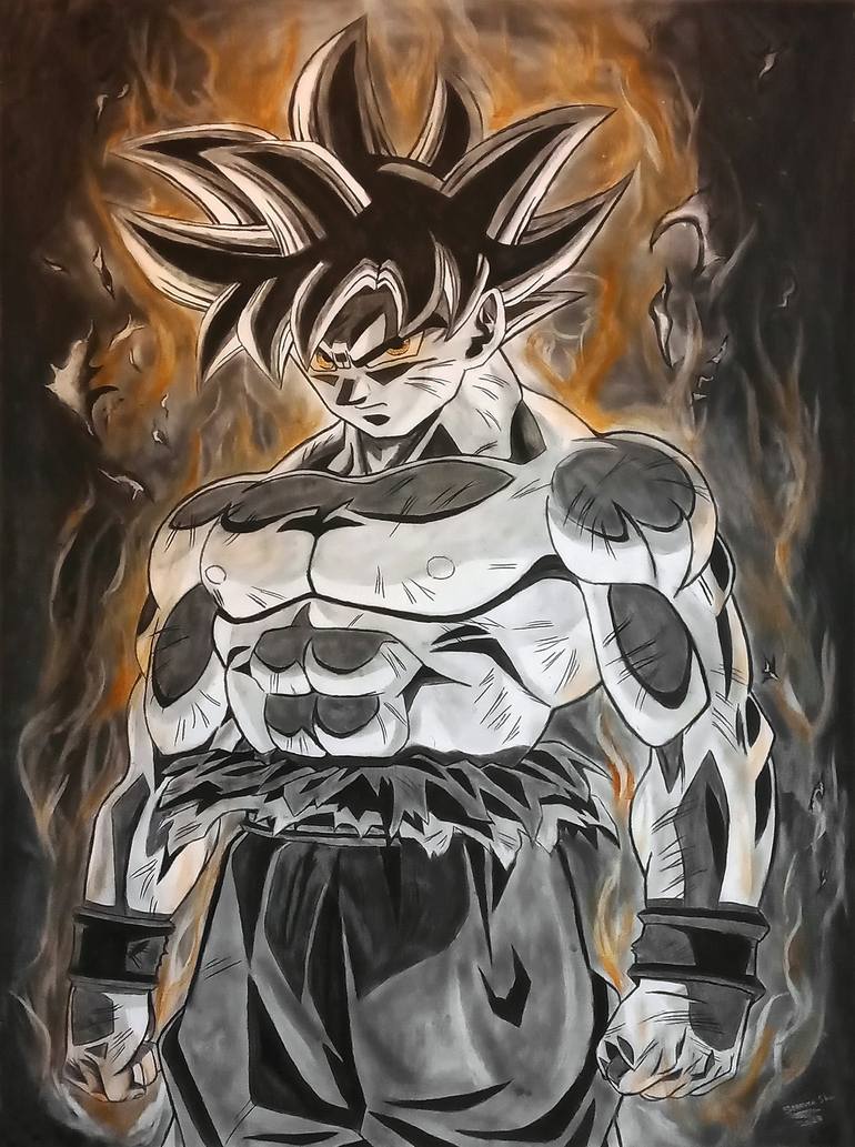 Kakarot – Son Goku – Dragon Ball Z Charcoal Drawing Manga