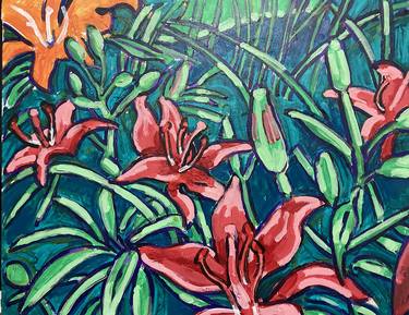 Print of Expressionism Floral Paintings by Dan Freeman