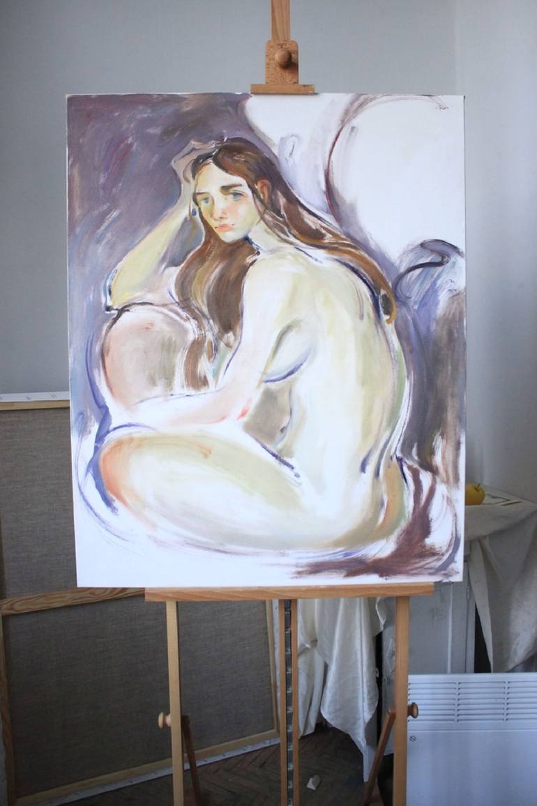 Original Figurative Nude Painting by Alona Andreeva