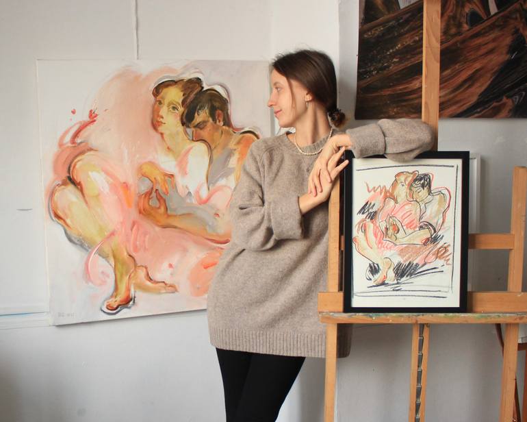 Original Figurative Family Painting by Alona Andreeva