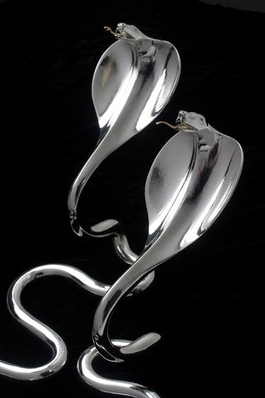 Serpents - Wall Art - Forged Steel finished in pure Silver and 24 Carat Gold thumb