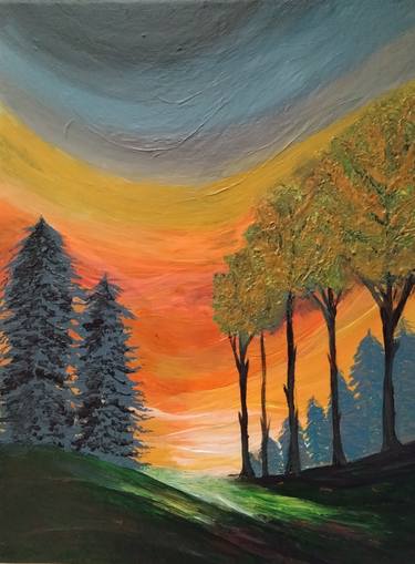 Original Abstract Expressionism Landscape Painting by Kanchana De Silva