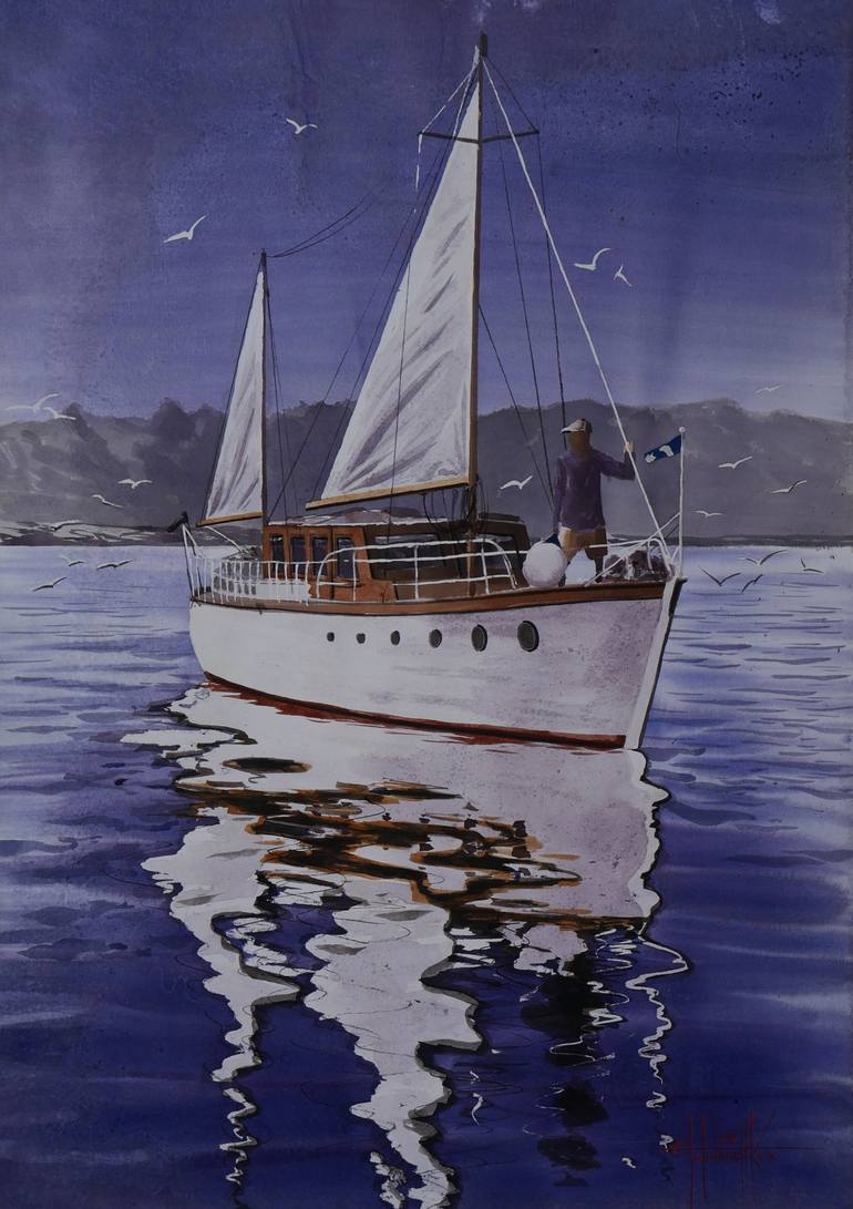 Original Realism Boat Paintings by Eugene Gorbachenko