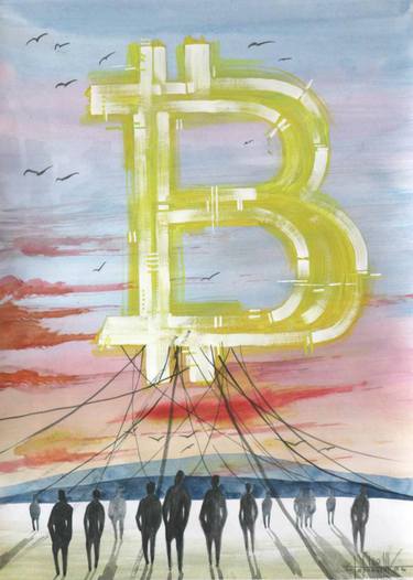 BITCOIN FINE ART (2020) GOUACHE ON PAPER 60*42CM thumb