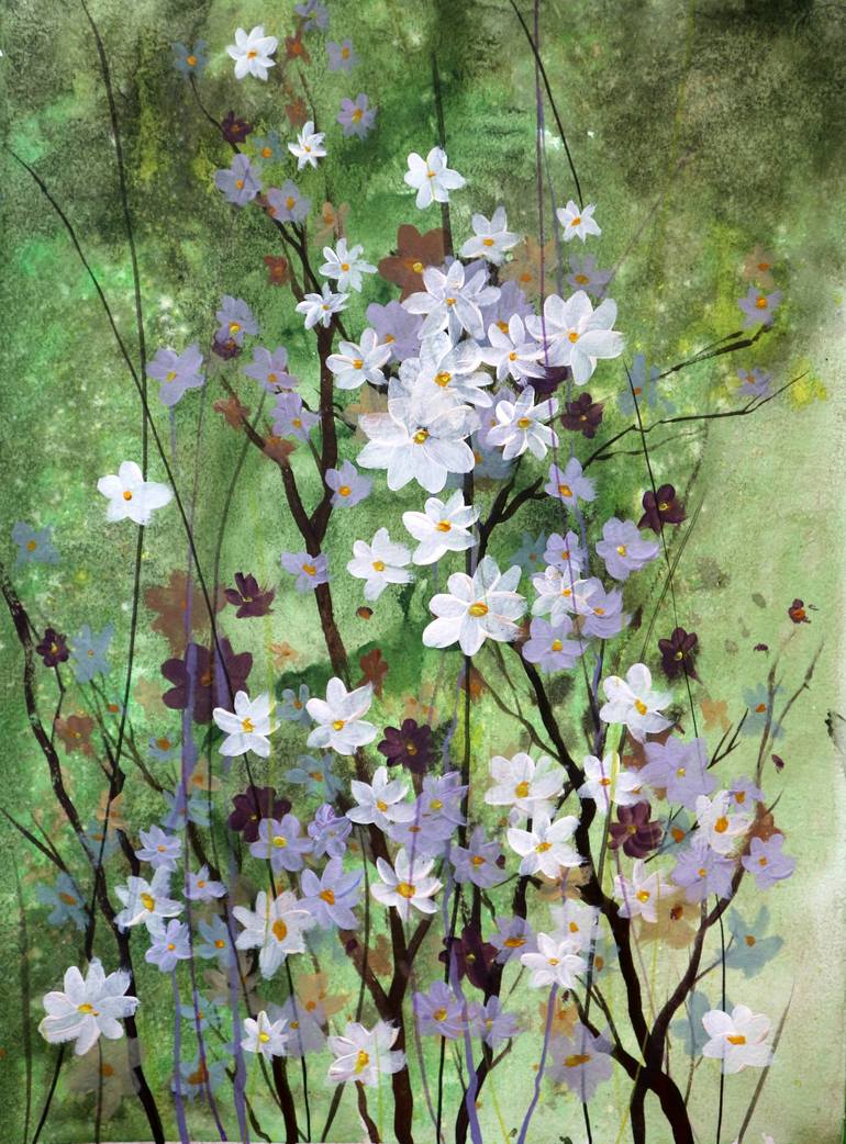 paintings of flowers and trees