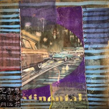 Vintage City Street Scene (Night) with Distressed Prayer Flags thumb