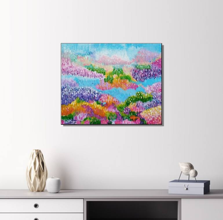 Original Abstract Floral Painting by Mirit Orly Levin