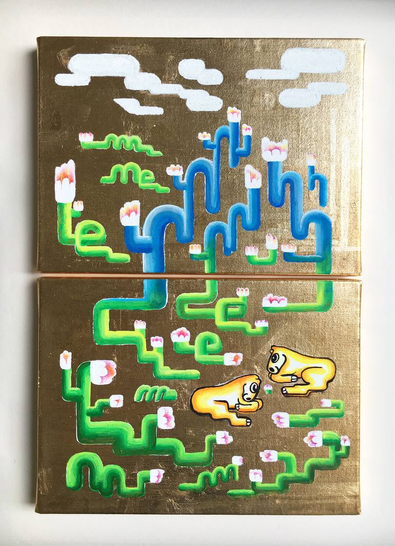 Original Art Deco Nature Painting by Chika Wu