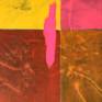 Very colorful although formally simple motif. Combination of four very warm and intense colors, put on dark background.
Stretched, ready to hang
100x70cm