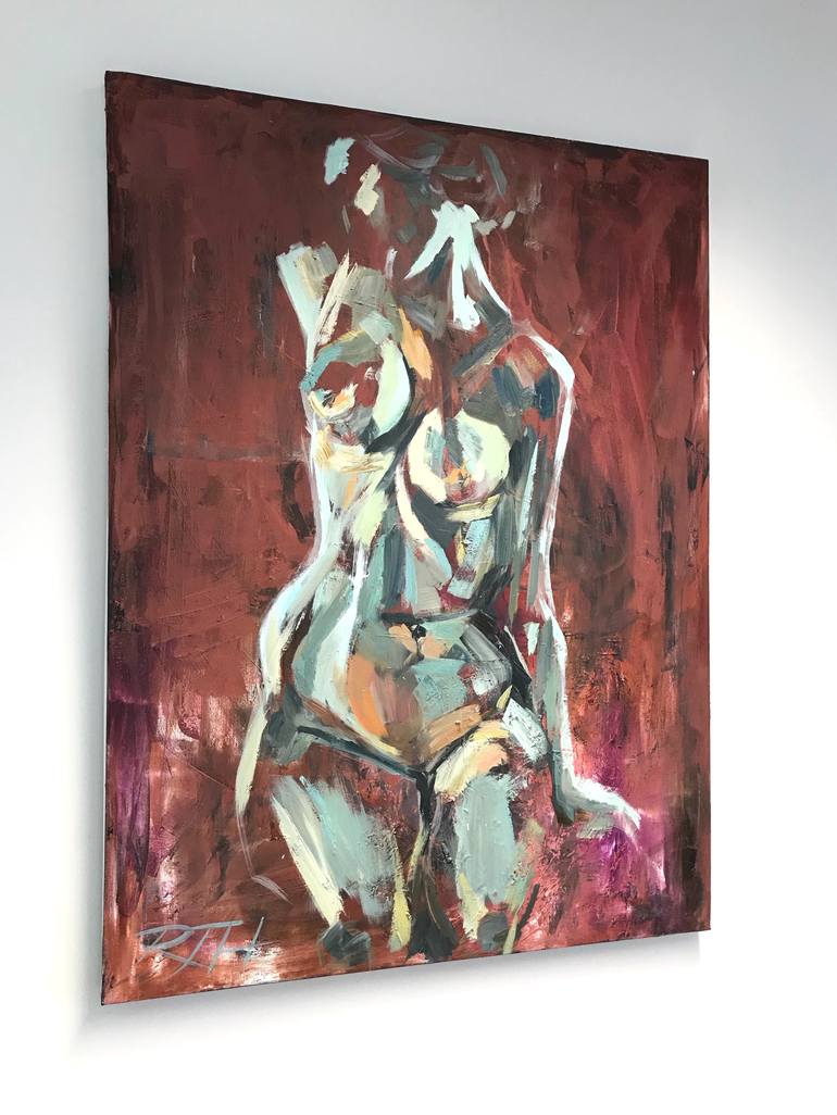 Original Expressionism Nude Painting by Roberta J Heslop