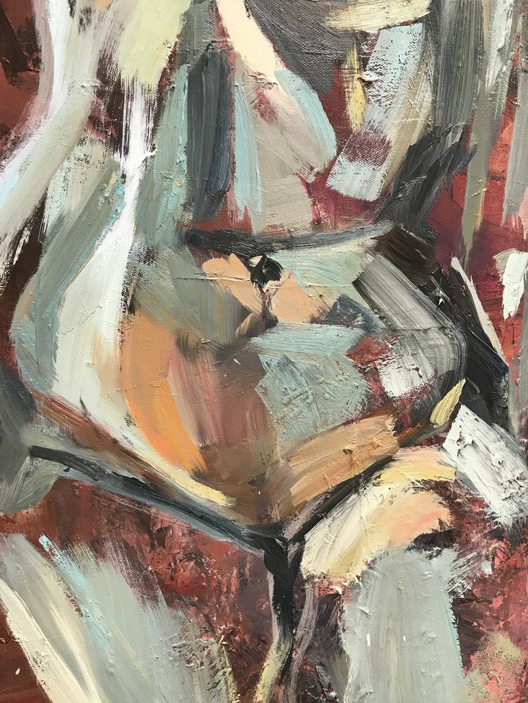 Original Expressionism Nude Painting by Roberta J Heslop