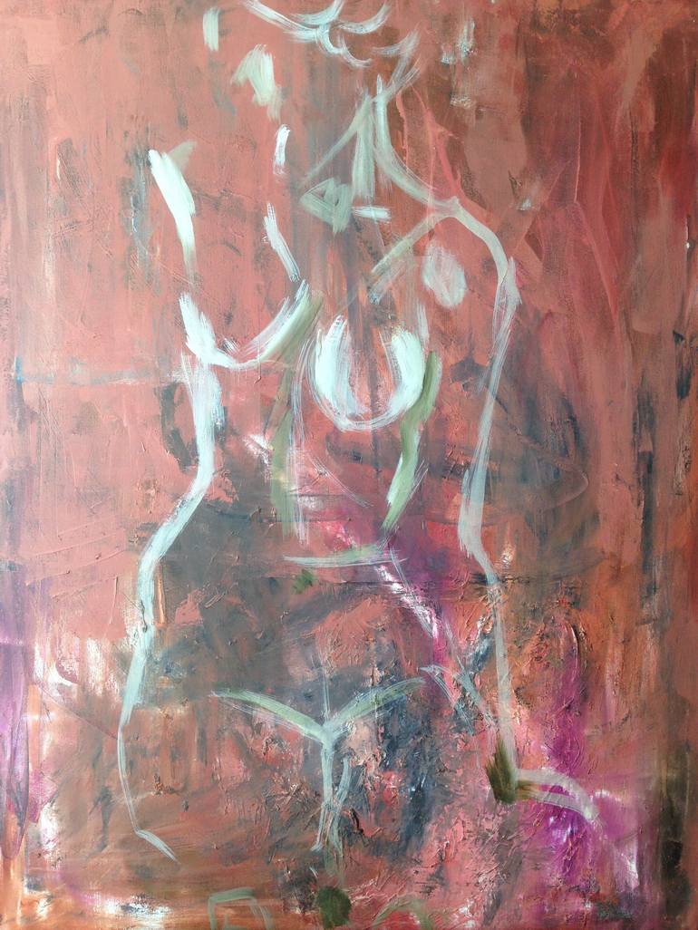 Original Expressionism Nude Painting by Roberta J Heslop