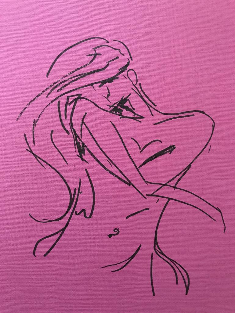 Original Expressionism People Drawing by Roberta J Heslop